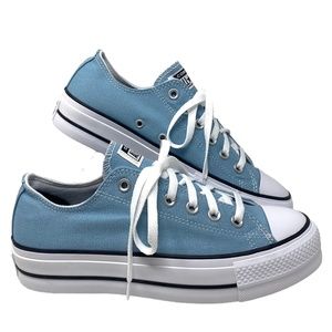 Converse Ctas Lift OX Worn Blue Canvas Platform Women's Low Top Sneaker A09956C